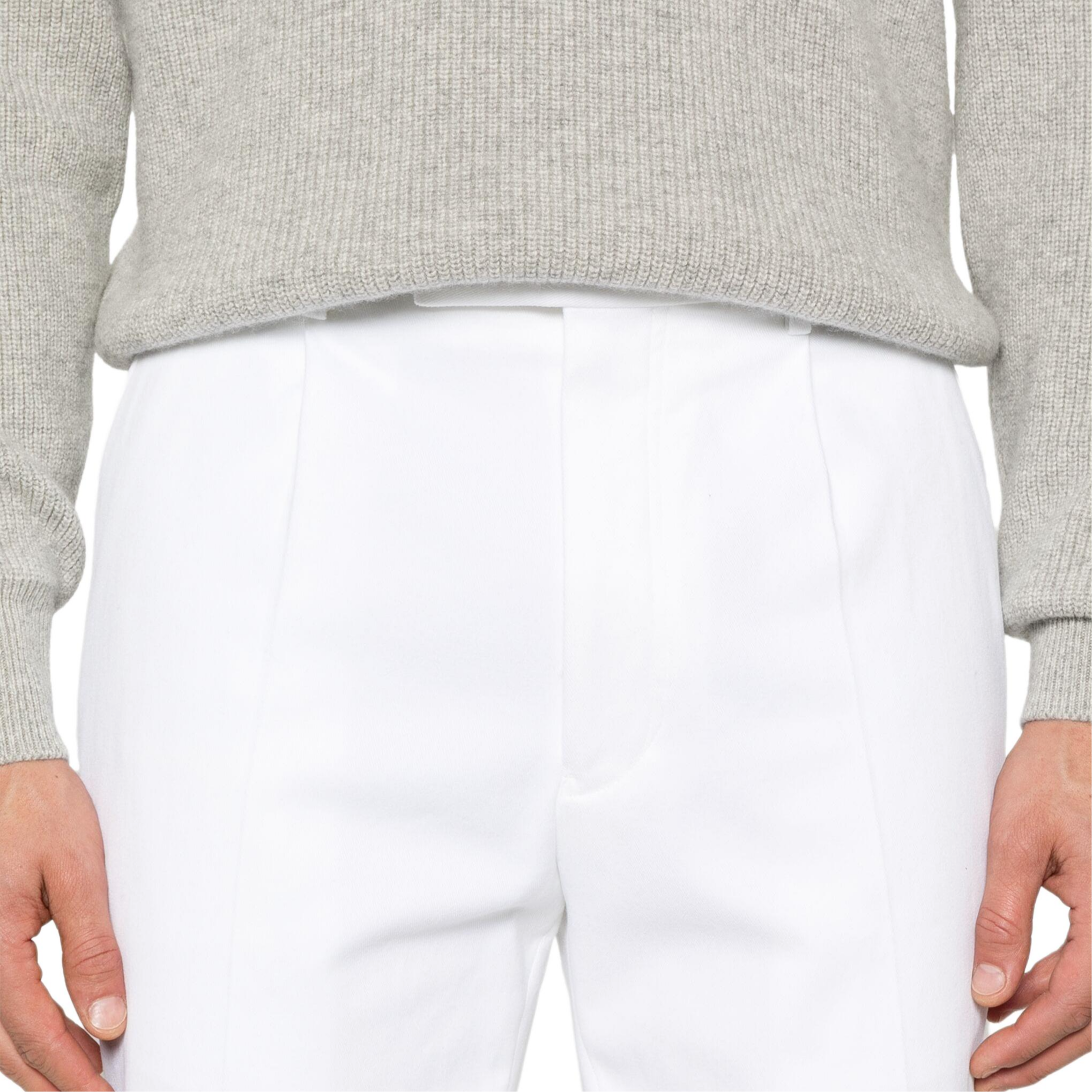 Zegna FW24  White Solid Color Zipper Straight-Leg Casual Pants UEI14-A8TP45 圖 6