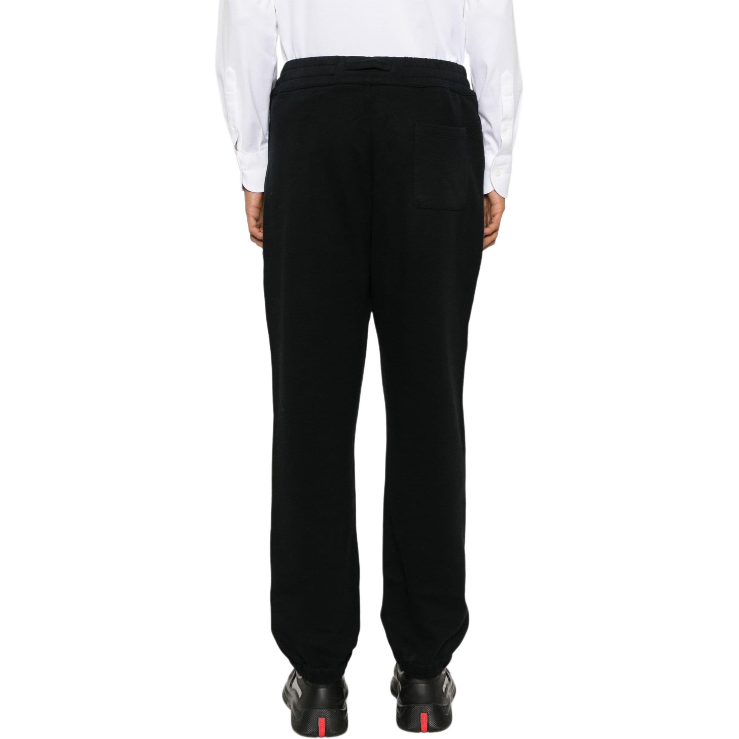 Shop Zegna 深藍色標誌細節彈性腰圍慢跑長褲 FW24。 UE522-A8EPA7