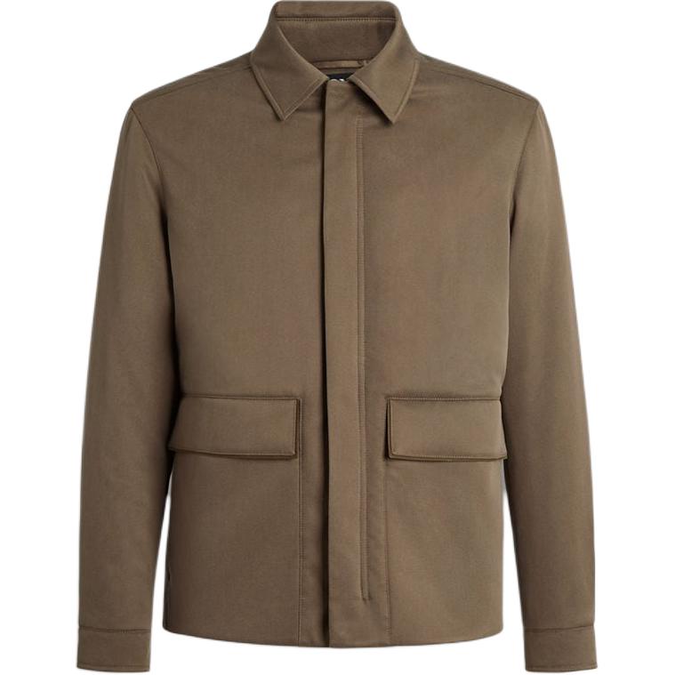 Zegna FW24 Short Jacket with Shirt Collar in Khaki UET84A8-E150-V04