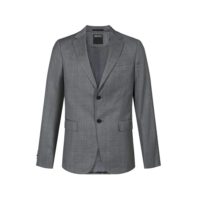 Lookbook ゼニア FW24 シングルブレスト チェック柄 ダブルベント スーツ グレー 82272-6A8281-CGA