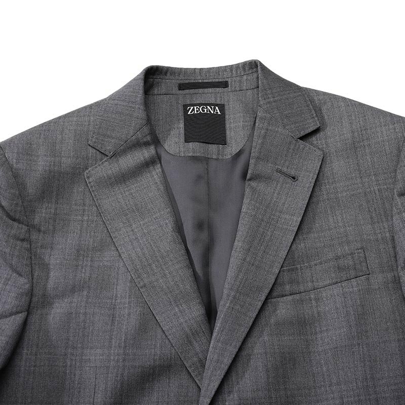 Cheap ゼニア FW24 シングルブレスト チェック柄 ダブルベント スーツ グレー 82272-6A8281-CGA