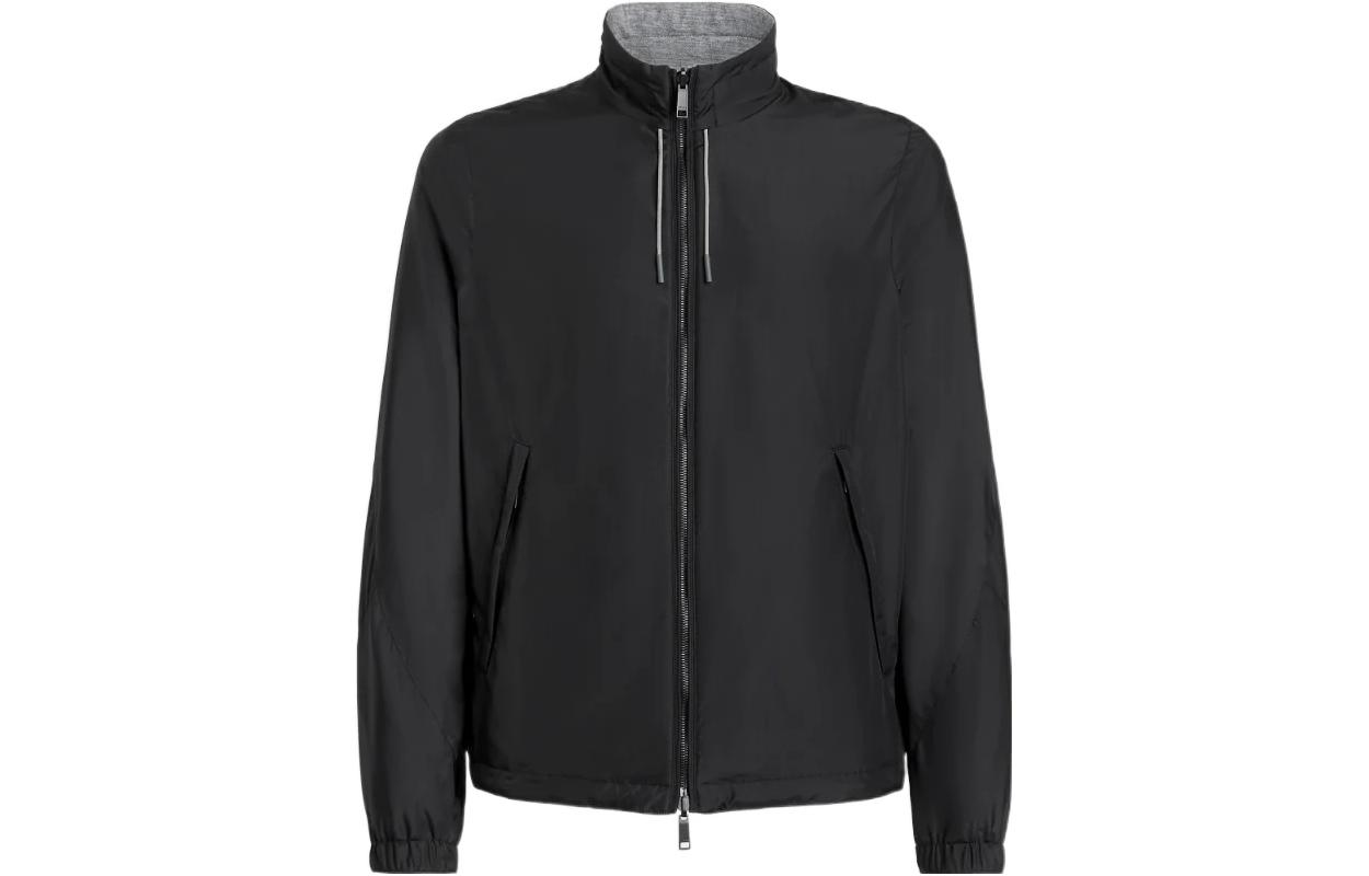 Order Zegna FW24 Zephyr 黑色雙面防風拉鍊夾克外套。 E7T33-7124B-001