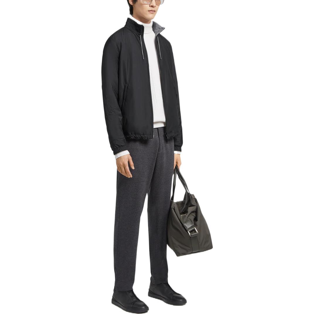 Purchase Zegna FW24 Zephyr 黑色雙面防風拉鍊夾克外套。 E7T33-7124B-001