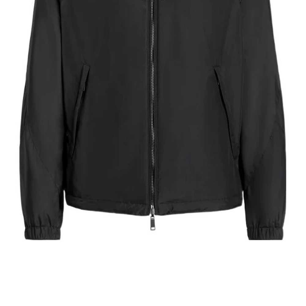 Sizing Zegna FW24 Zephyr 黑色雙面防風拉鍊夾克外套。 E7T33-7124B-001