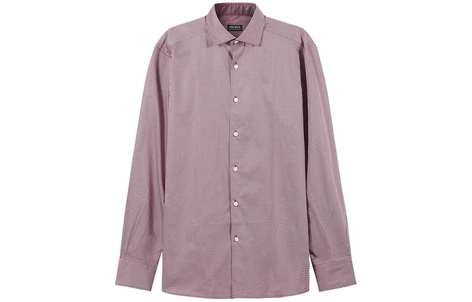 Zegna Graphic Print Long Sleeve Shirt for Men - Dark Burgundy. UCX05A6-SRF5-621