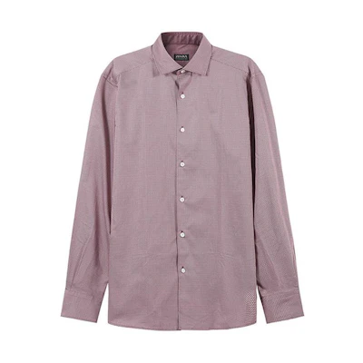 Zegna Graphic Print Long Sleeve Shirt for Men - Dark Burgundy. UCX05A6-SRF5-621