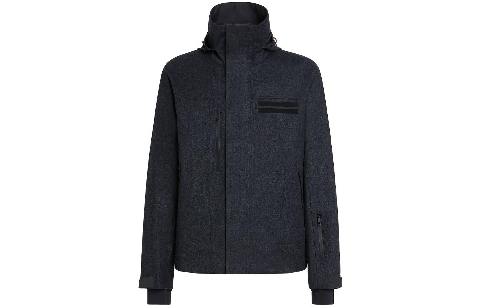 Zegna Grey Solid Zip Up Hooded Loose Fit Ski Jacket UCTB9-A6CCT-524