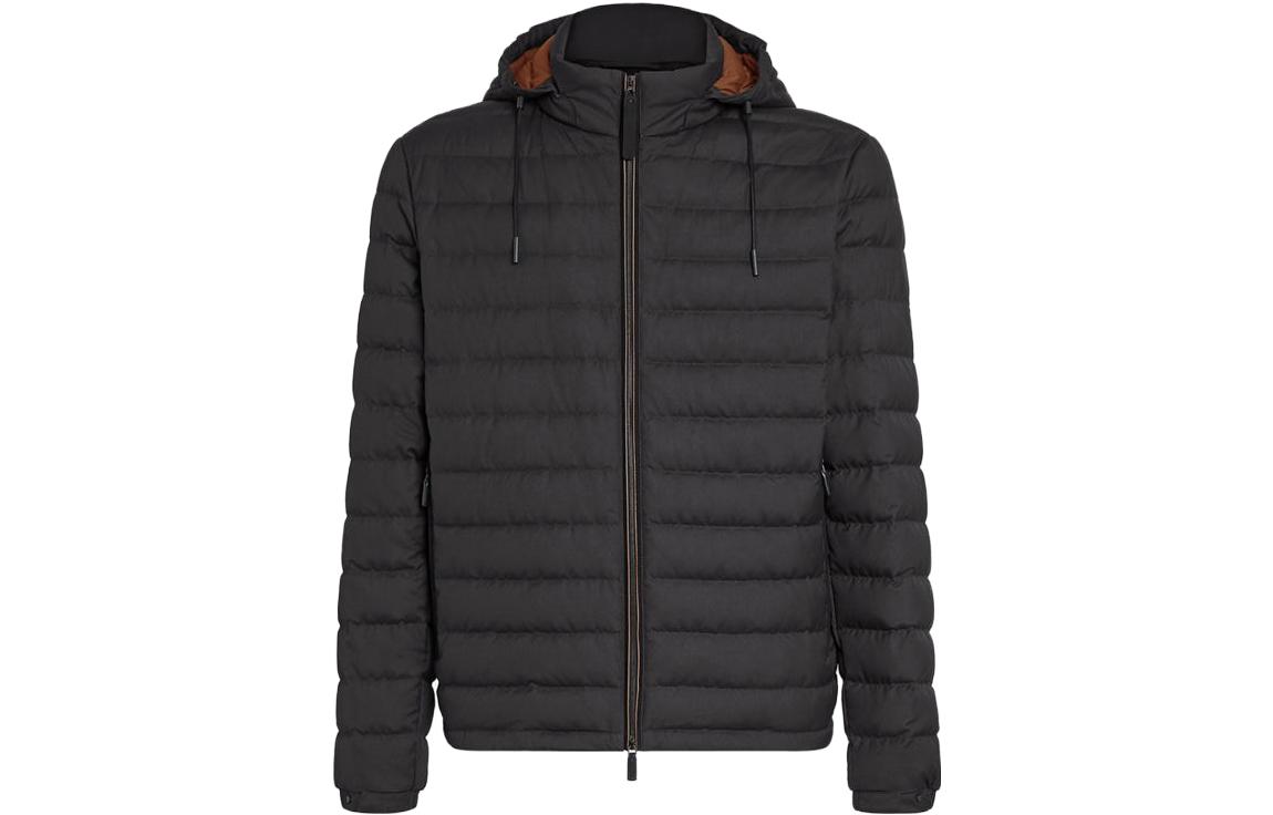 Zegna Leggerissimo Down Hooded Bomber Jacket  Black E7T25-7209B-001