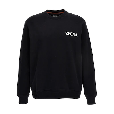 Zegna Letter Print Crewneck Long Sleeve Sweatshirt UC522A6-C872-K09