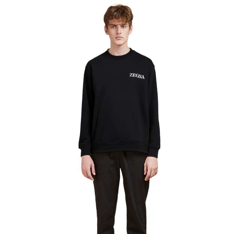 Shop Zegna 字母印花圓領長袖衛衣 UC522A6-C872-K09