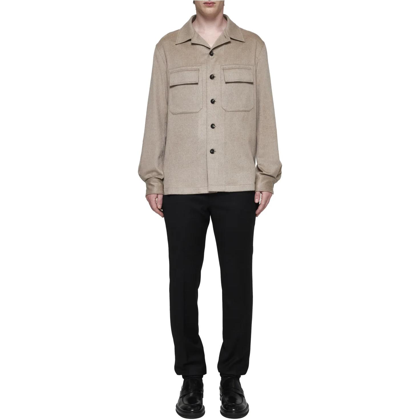 Lookbook 杰尼亚浅棕色单排扣翻领长袖夹克 UEV46A8-SOT6B014