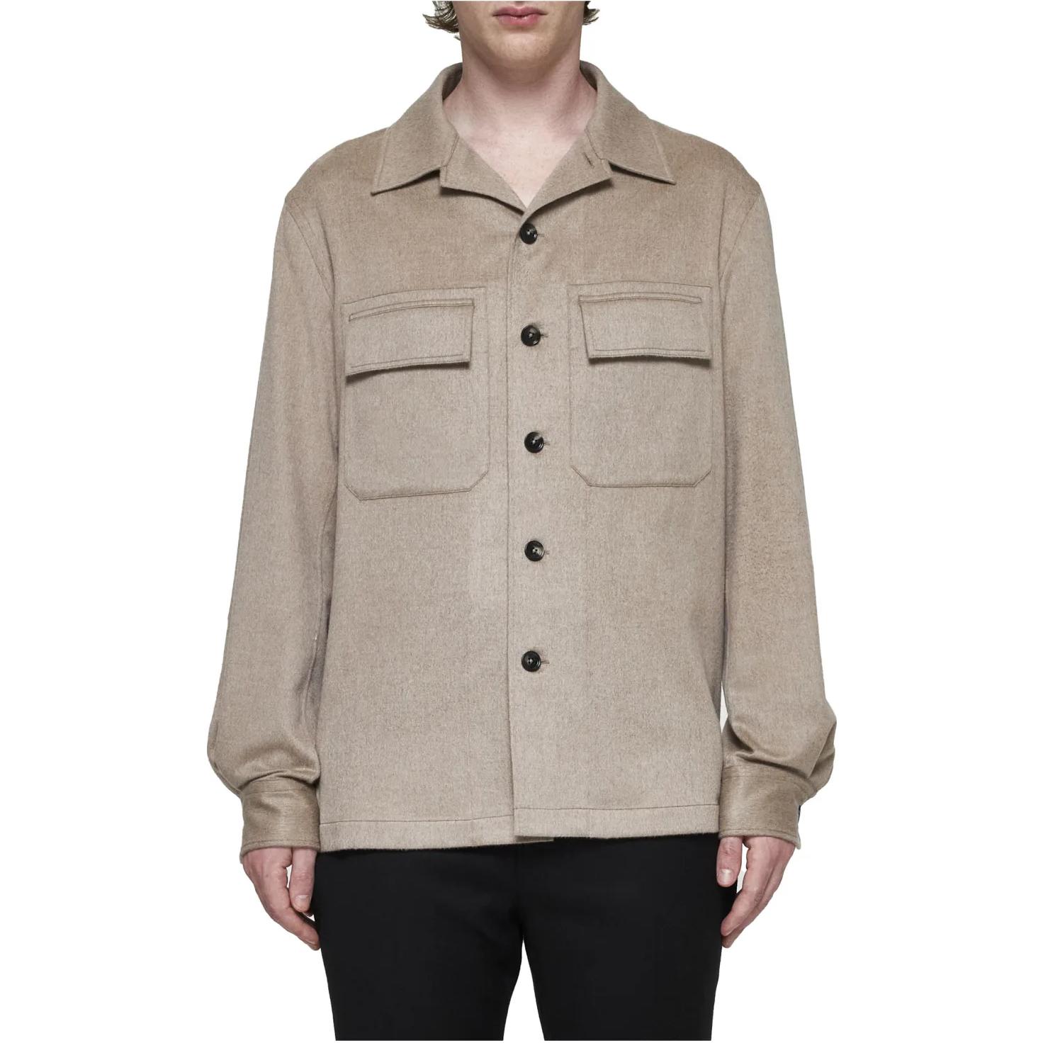 Shop 杰尼亚浅棕色单排扣翻领长袖夹克 UEV46A8-SOT6B014