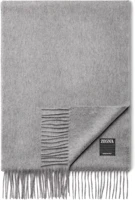 Zegna Logo Embroidered Cashmere Scarf Unisex Couple Style Grey. E8L40S-26N-GR2 Zegna Logo Embroidered Cashmere Scarf Unisex Couple Style Grey. E8L40S-26N-GR2