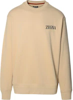 Zegna Logo Print Crewneck Slim Fit Long Sleeve Sweatshirt Beige () RUD522A7-D872-N03 Zegna Logo Print Crewneck Slim Fit Long Sleeve Sweatshirt Beige () RUD522A7-D872-N03