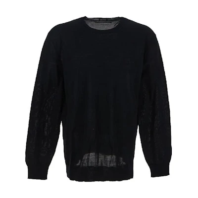 Zegna Men’s Black Slim Fit Long Sleeve Knit Pullover Sweater Crewneck. UCM00-A6110-K09