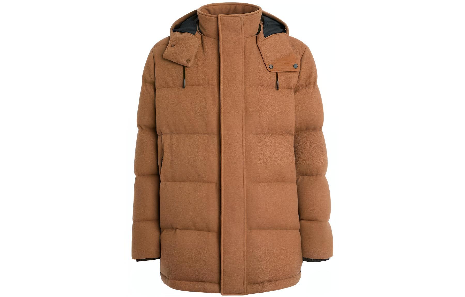 Zegna Oasi Cashmere Ghiaccio Brown Hooded Parka Jacket for Men UAT48-A302-153