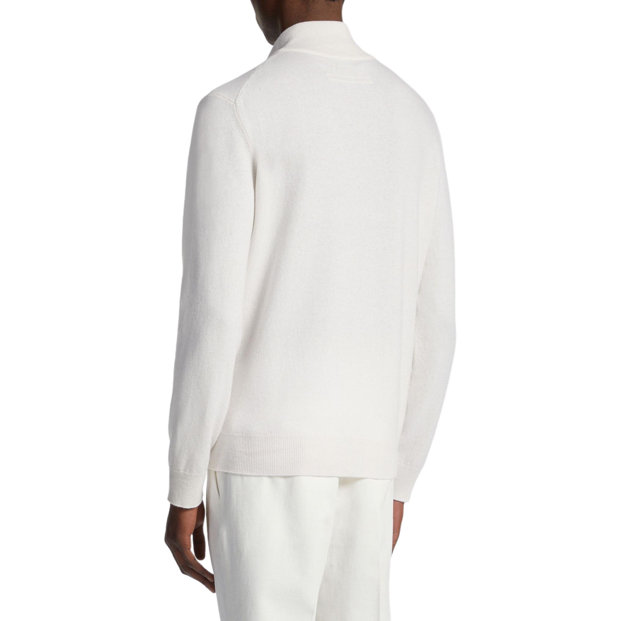 Shop Jersey Zegna Oasi Cashmere Blanco Cuello Alto Cremallera Manga Larga. E8K10-127-N91