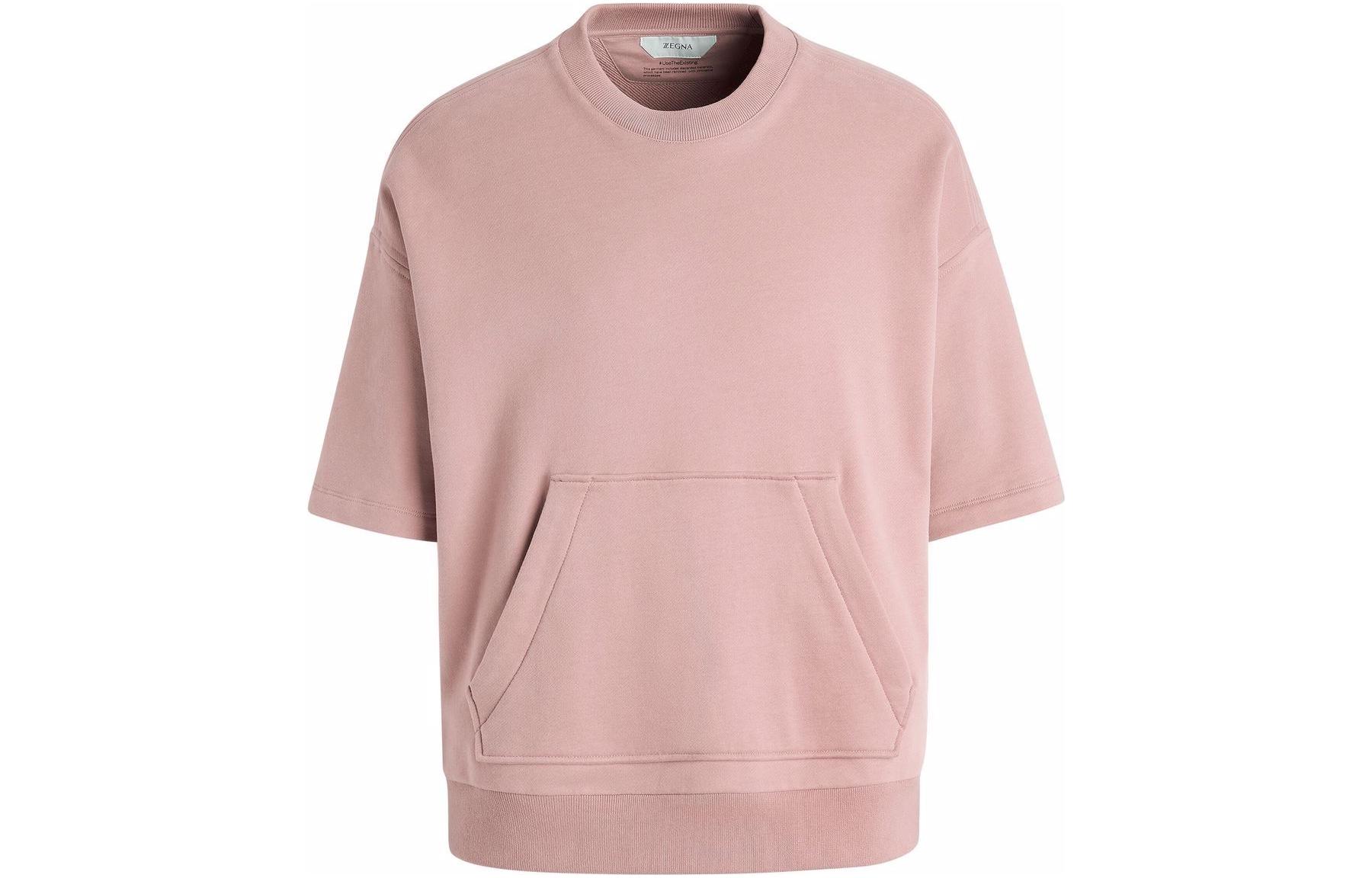 Zegna Pink Cotton Relaxed Fit Crewneck Short-Sleeve Sweatshirt VZ484-ZZ833-P04
