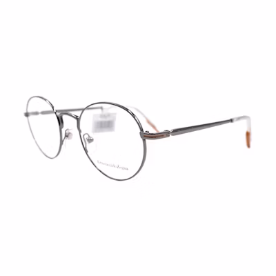 Zegna Retro Round Frame Business Executive Alloy Optical Glasses Gunmetal for Men EZ5205 008