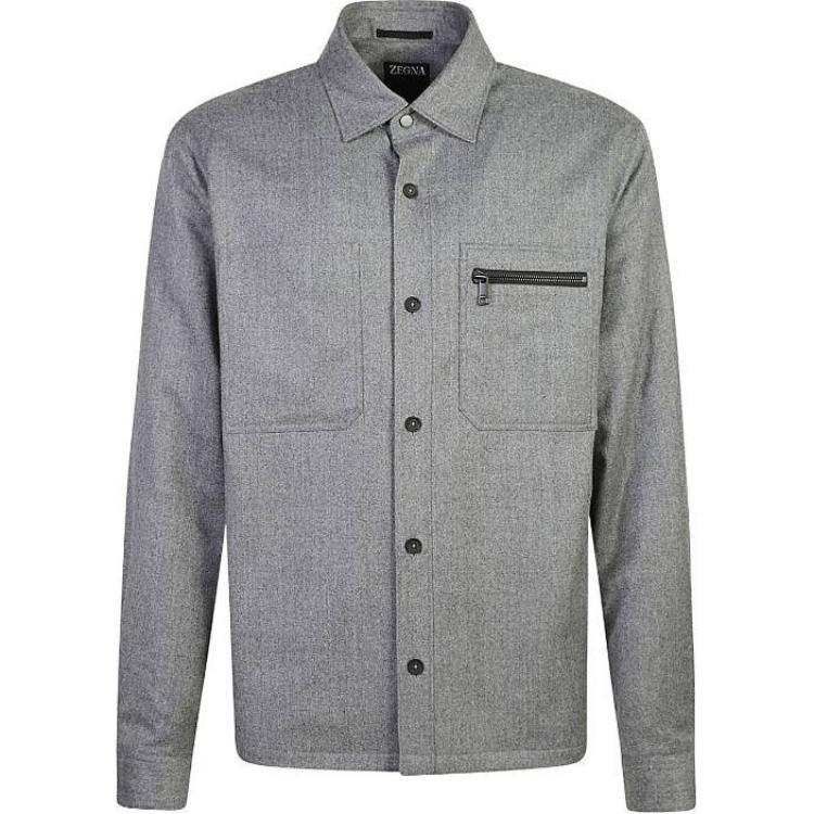 Zegna Single-Breasted Long Sleeve Shirt Men’s Grey UEV01A8SOTM2200G