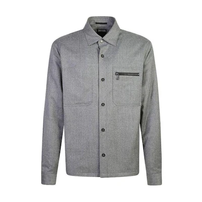 Zegna Single-Breasted Long Sleeve Shirt Men’s Grey UEV01A8SOTM2200G
