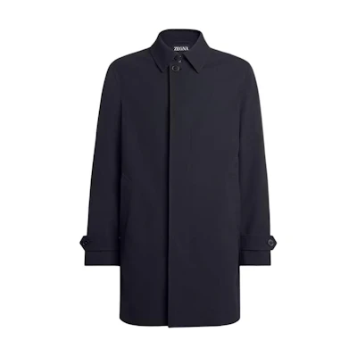 Zegna Single Button Mid-Length Solid Coat for Men E7T237-300532