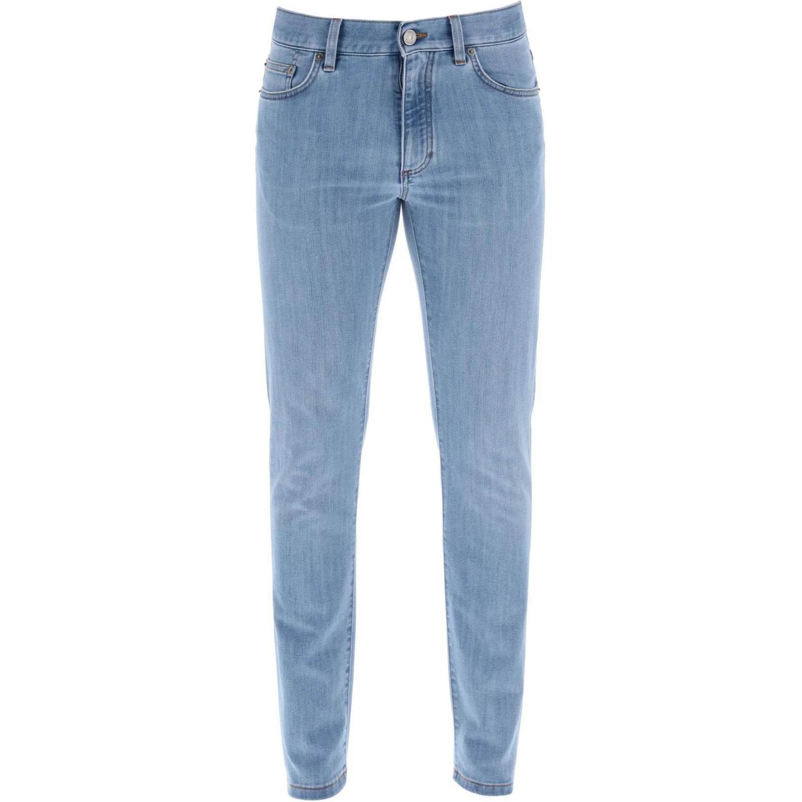 Zegna Slim Fit Mid-Rise Light Blue Denim Jeans for Men. UDI67A7-CITY-003L