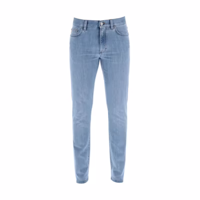 Zegna Slim Fit Mid-Rise Light Blue Denim Jeans for Men. UDI67A7-CITY-003L