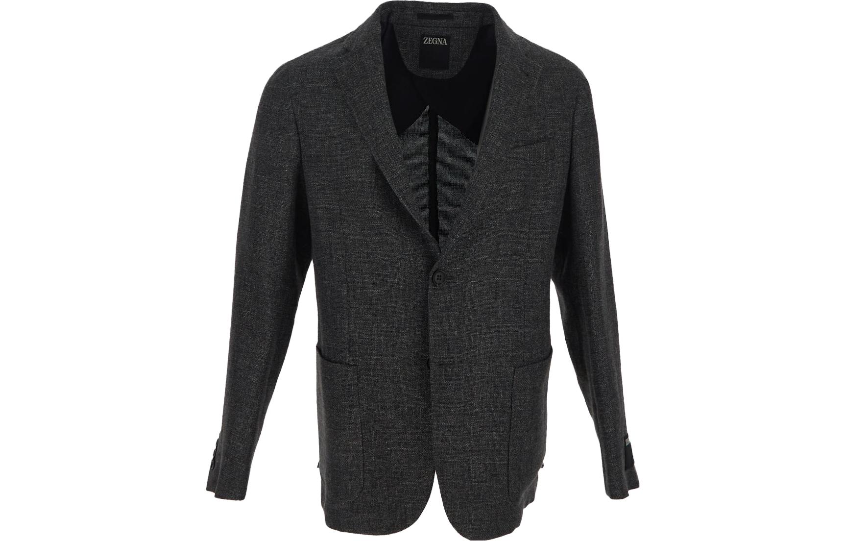 Zegna Slim Fit Solid Color Button-Up Jacket - Gray UBC18A5SDF310