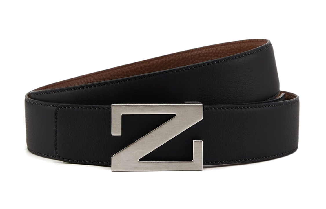 Order Zegna 平滑扣小牛皮皮帶 黑色 配件 LHACI-B026AZ-NVZ