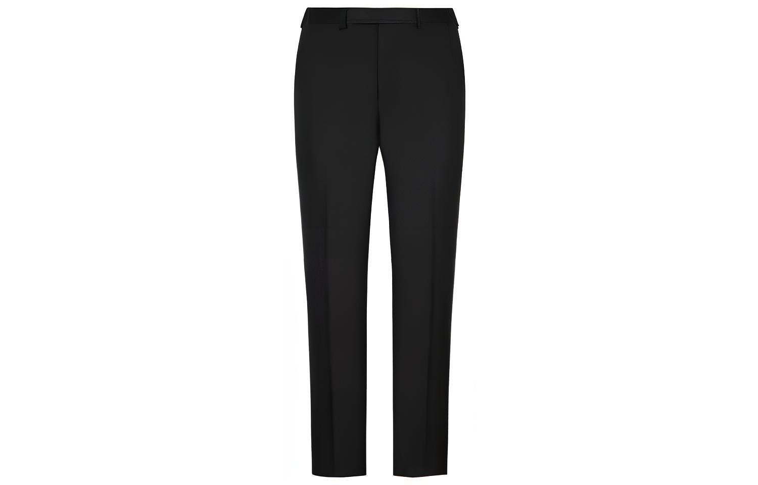 Zegna Solid Black Straight-Leg Casual Pants for Men Q19502-75TB12