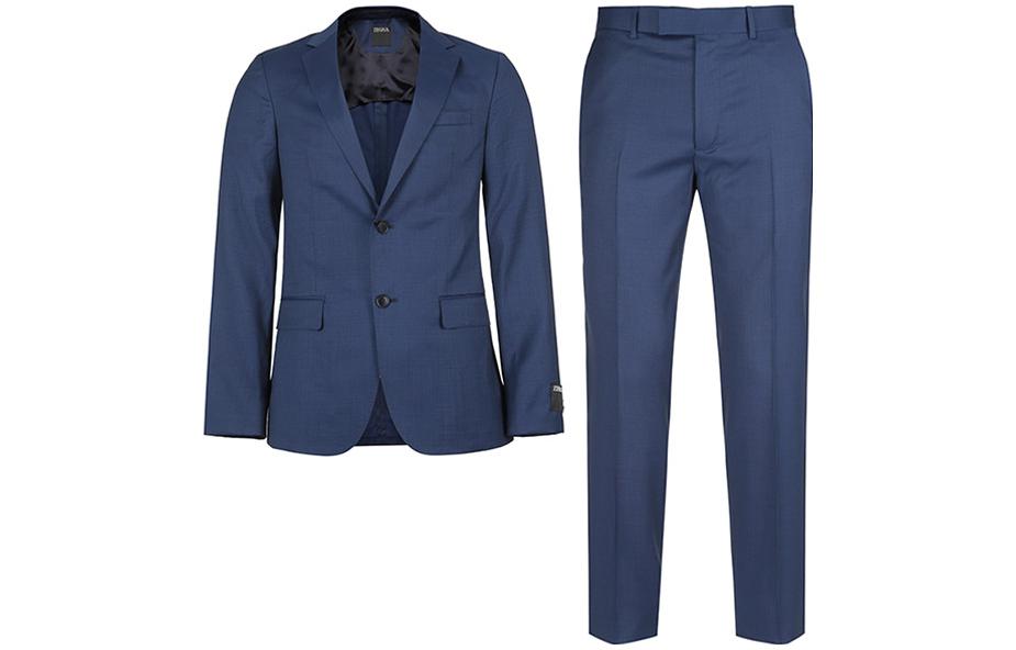 Zegna Solid Check Single-Breasted Suit Set Blue -  Long Sleeve 522752A5-2V9AGA