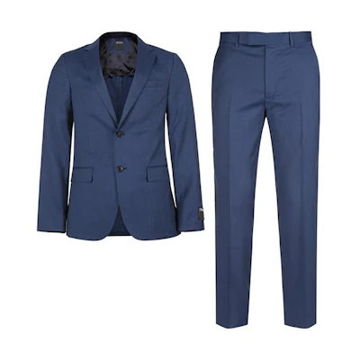 Zegna Solid Check Single-Breasted Suit Set Blue - Long Sleeve 522752A5-2V9AGA