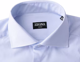 Sizing Zegna 男士藍白色長袖純色扣襯衫 601037A6-9MS0BA