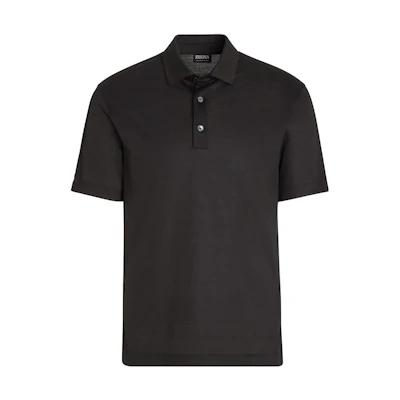 Zegna Solid Color Short Sleeve Polo Shirt for Men E7345A5-BCT724-K09