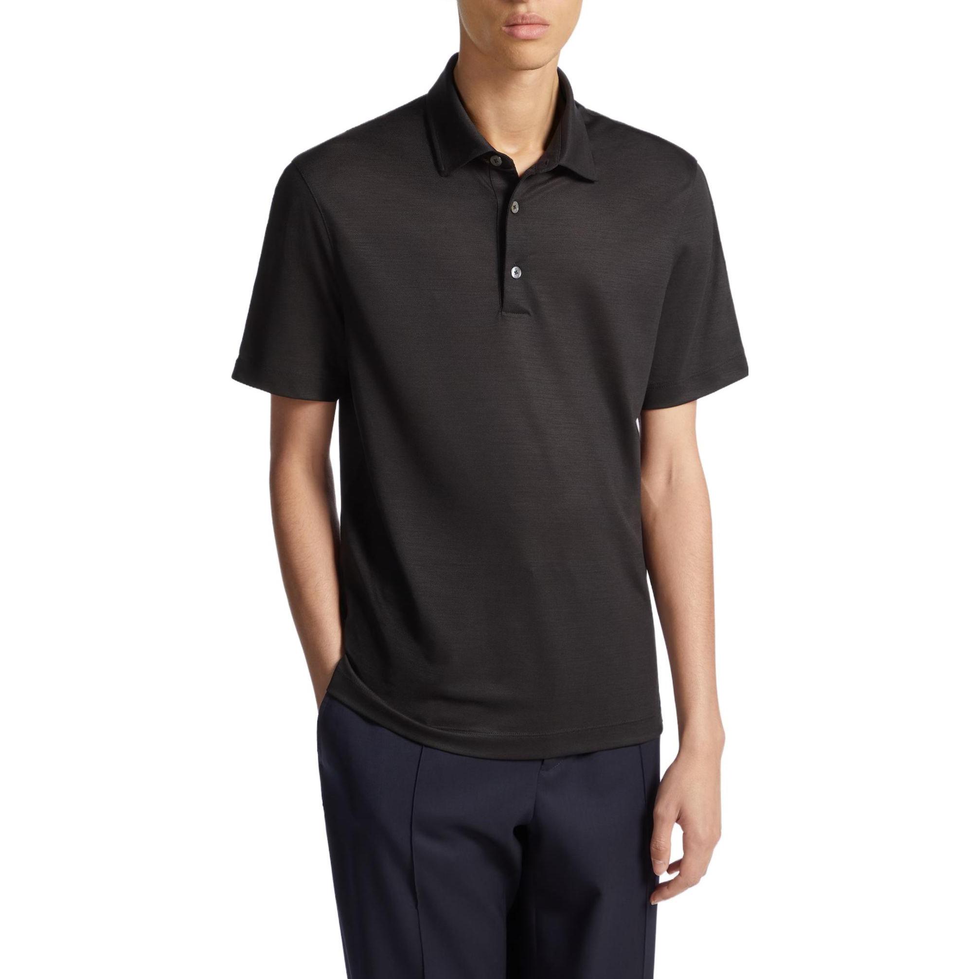 Zegna Solid Color Short Sleeve Polo Shirt for Men E7345A5-BCT724-K09 圖 3