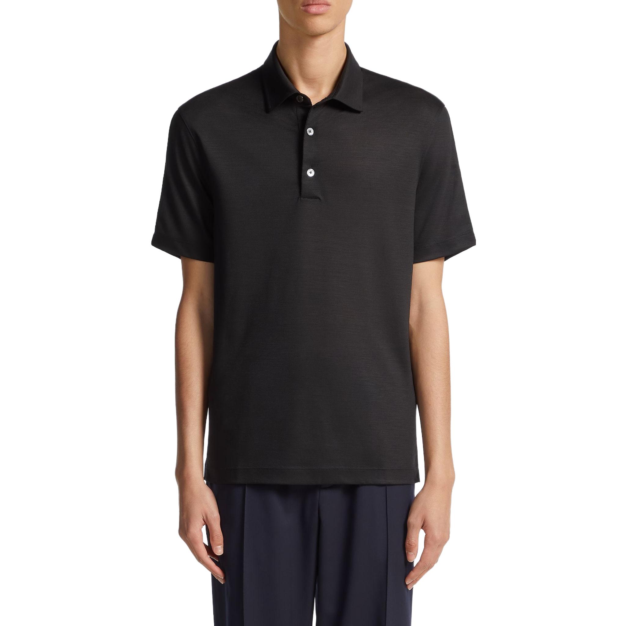 Zegna Solid Color Short Sleeve Polo Shirt for Men E7345A5-BCT724-K09 圖 4