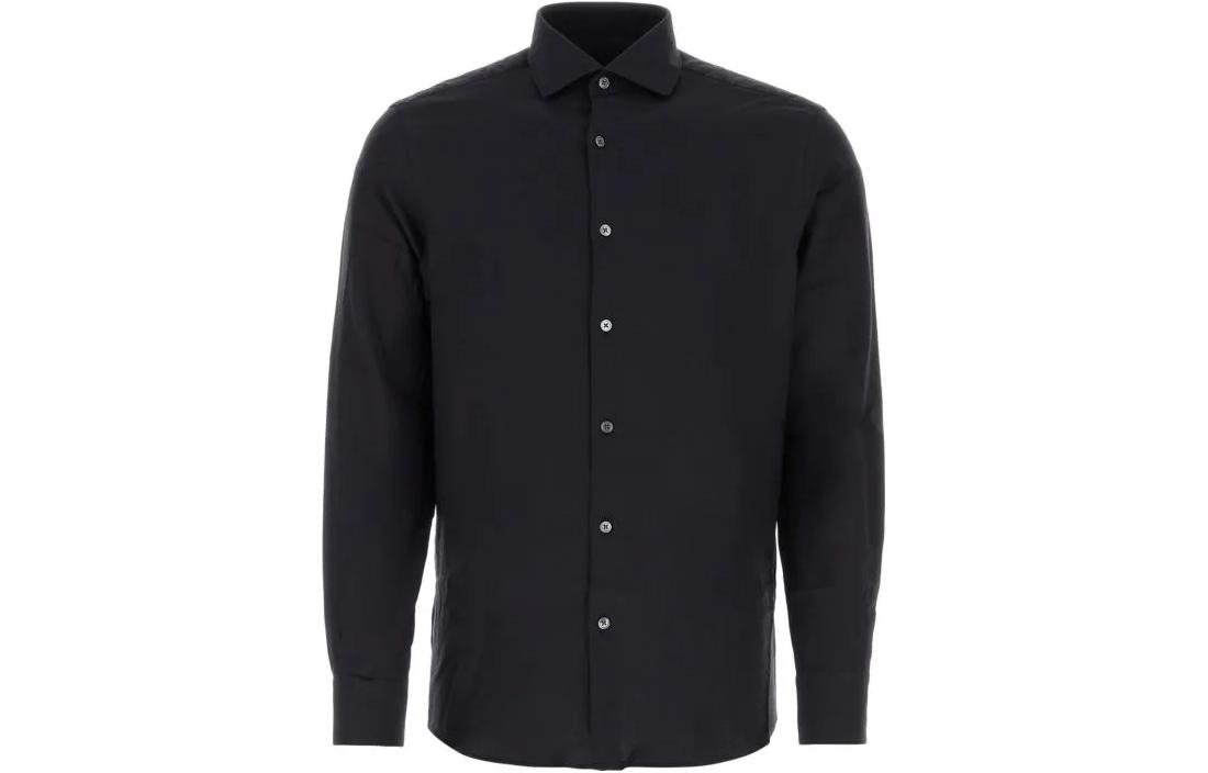 Zegna Solid Color Slim Fit Long Sleeve Shirt  Blue UCX44A6S-RF5-656