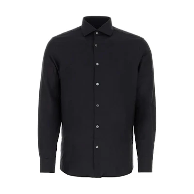 Zegna Solid Color Slim Fit Long Sleeve Shirt Blue UCX44A6S-RF5-656