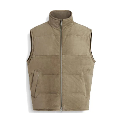 Zegna Solid Color Stand Collar Zip Vest Green Vest UEPVM-A8E184-V04