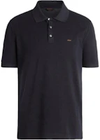 Zegna Solid Logo Polo Shirt Navy Blue Short Sleeve Pullover. C7C96-C32-B09 Zegna Solid Logo Polo Shirt Navy Blue Short Sleeve Pullover. C7C96-C32-B09