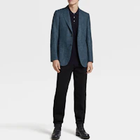 Lookbook Zegna 海軍藍短袖標誌POLO衫。 C7C96-C32-B09