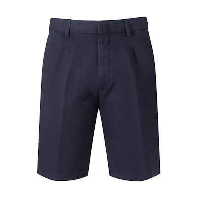 Zegna Solid Mid-Rise Zip Straight Casual Shorts Men Navy Blue UDI37A-7TB05-B09