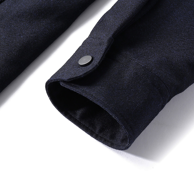 Zegna Solid Navy Blue Long Sleeve Shirt with Zip Pocket and Collared Design for Men UCV01A6-SOTM2-016 圖 5