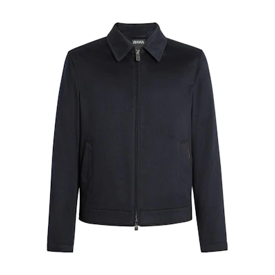 Zegna Solid Navy Blue Zip-Up Casual Jacket for Men. E7T42-7140-531