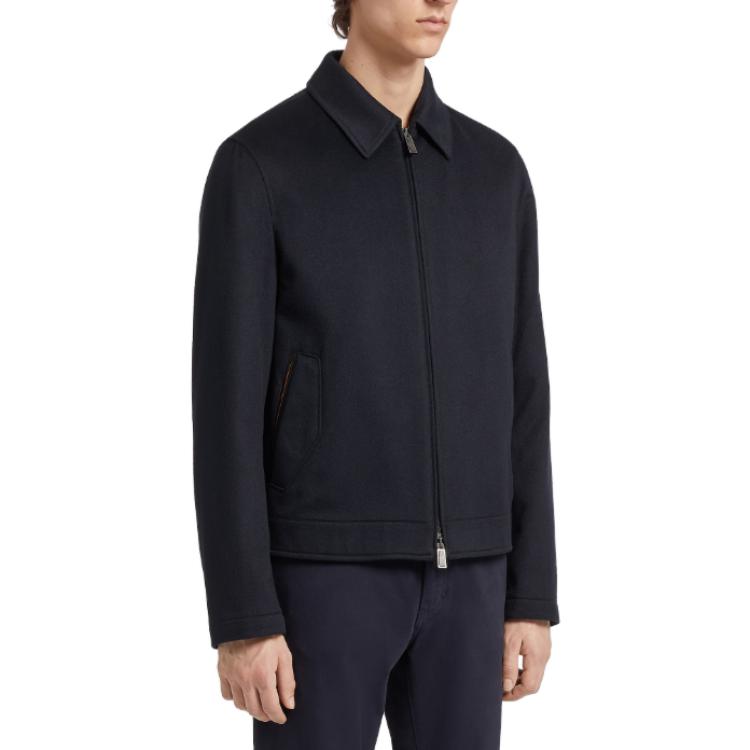 Purchase Zegna Jaket Kasual Lelaki Biru Navy dengan Zip. E7T42-7140-531