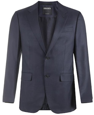 Zegna 藍色單排扣西裝套裝 男士商務正裝 長袖徽標設計 62250-5A6221-225 Lookbook Zegna 藍色單排扣西裝套裝 男士商務正裝 長袖徽標設計 62250-5A6221-225