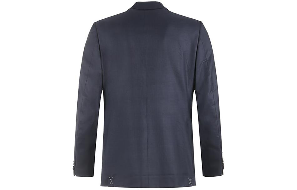 Shop Zegna 藍色單排扣西裝套裝 男士商務正裝 長袖徽標設計 62250-5A6221-225