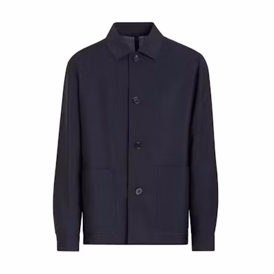 Zegna Solid Single-Breasted Long Sleeve Jacket - Navy Blue 517C0-3A51D-HQ0