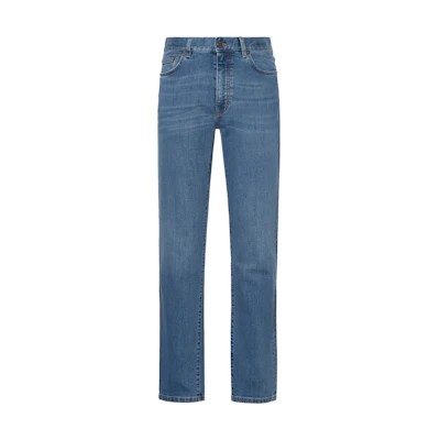Zegna Solid Slim Fit Blue Denim Jeans for Men UCI78A6-CITY-002